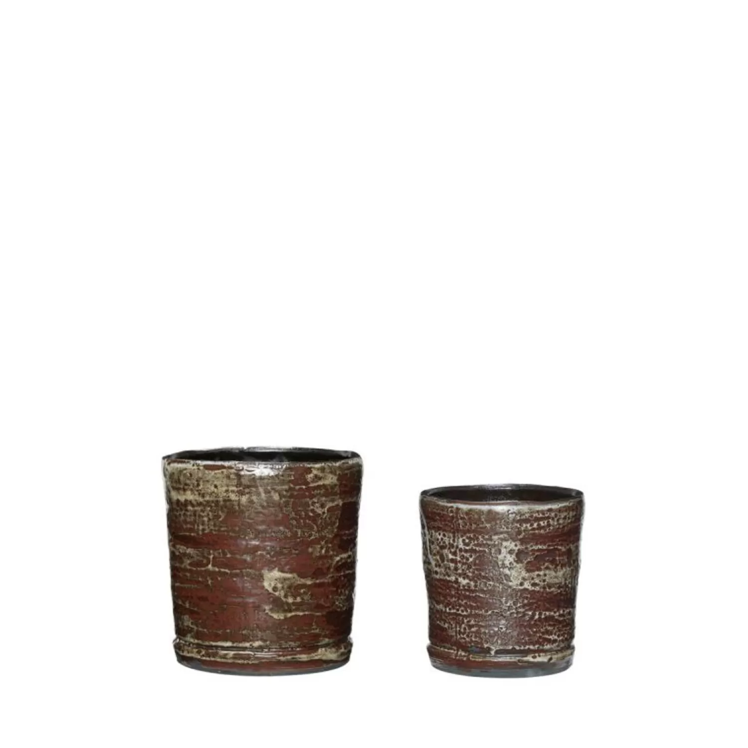 Hübsch Pottery & Watering Cans^Fossil Pots Brown (Set Of 2) Beige, Maroon