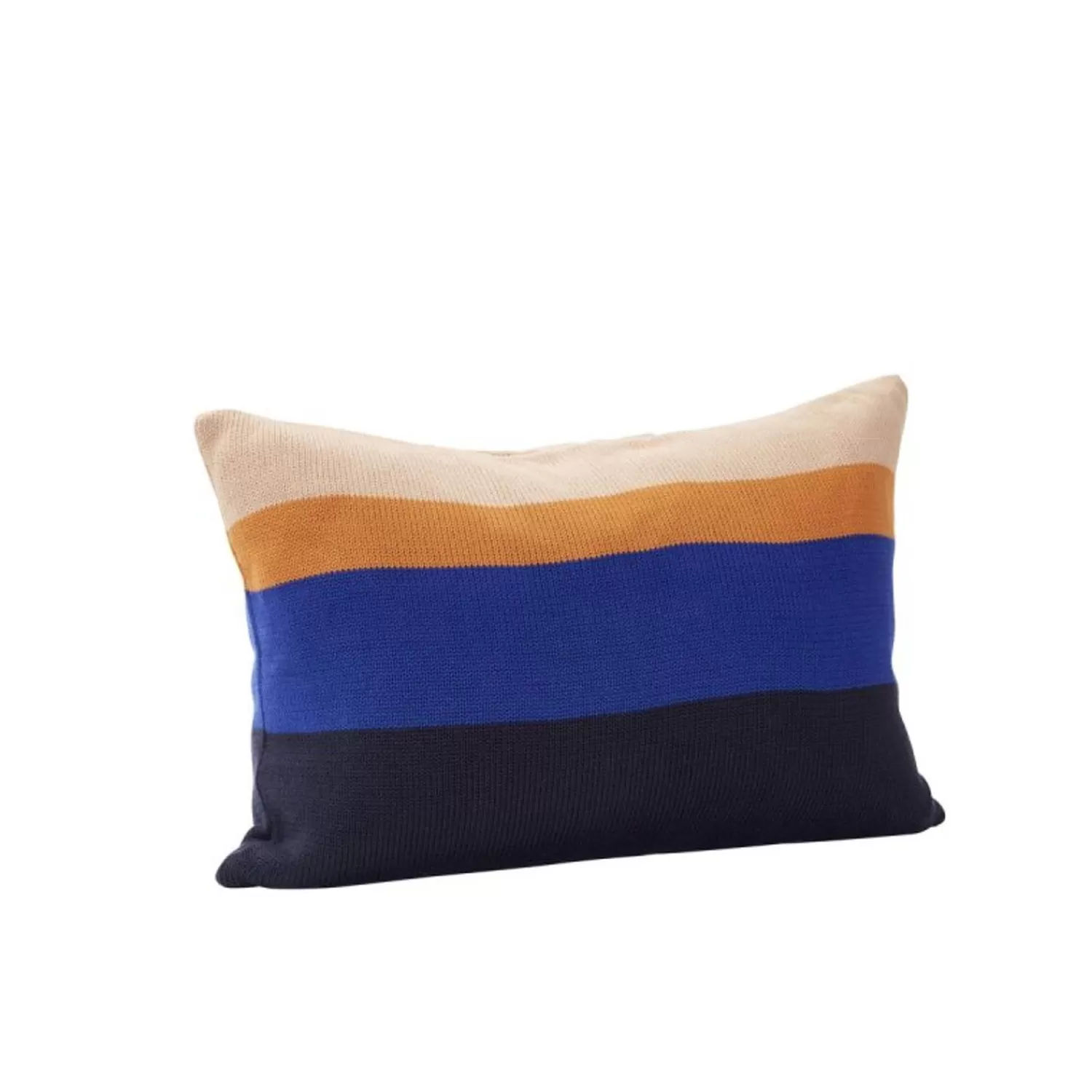 Hübsch Cushions^Line Knitted Cushion Blue/Black/Amber Amber, Black, Blue, Sand