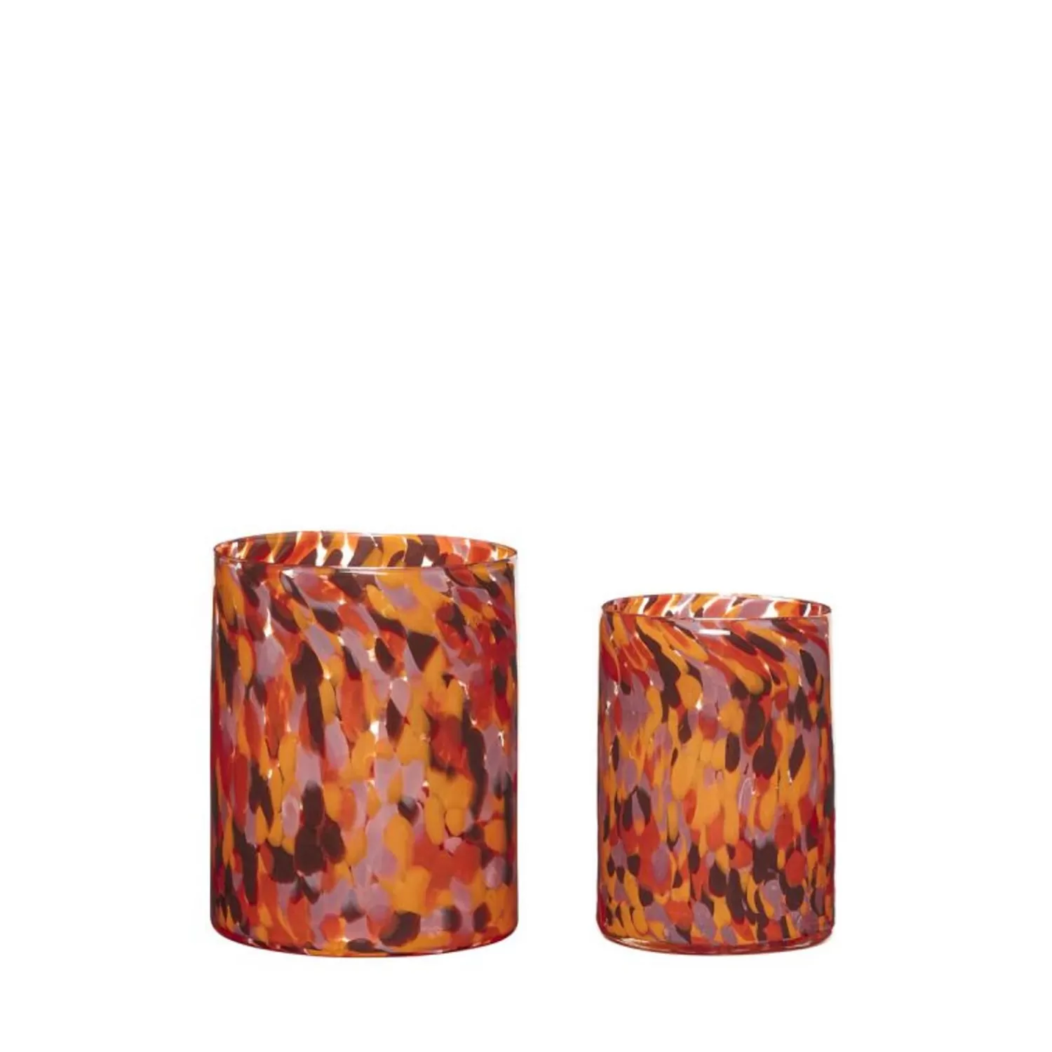 Hübsch Candlesticks & Lanterns^Luce Candleholders Orange (Set Of 2) Black, Orange, Purple, Red