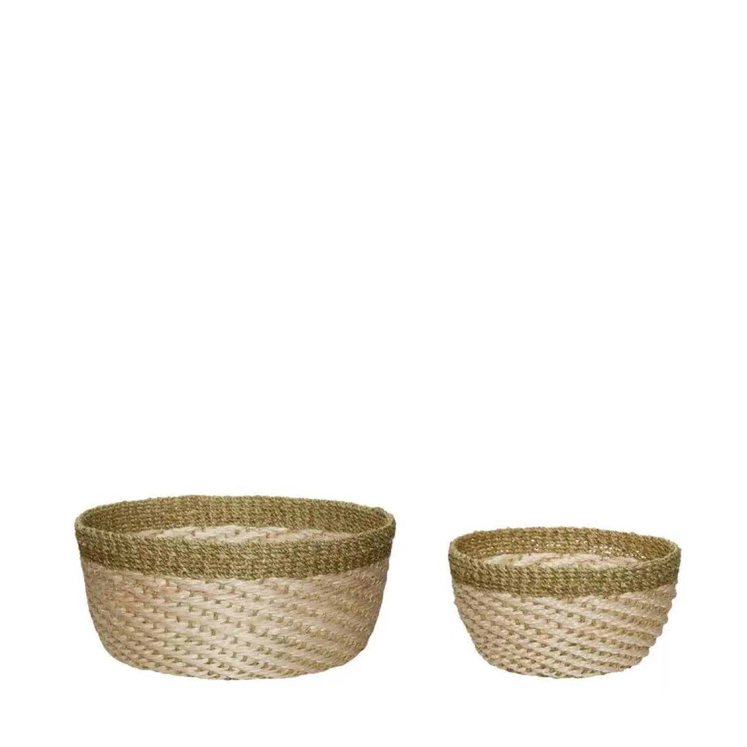 Hübsch Storage^Palm Baskets Natural/Light Green (Set Of 2) Khaki, Natural