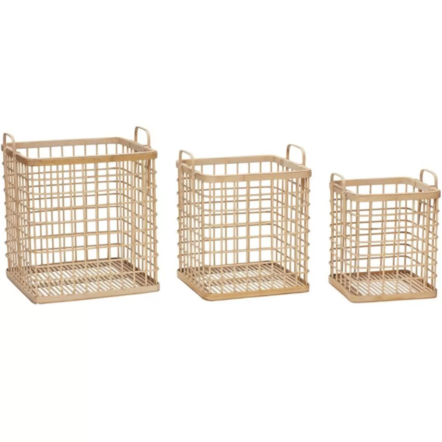 Hübsch Storage^Square Baskets (Set Of 3) Natural