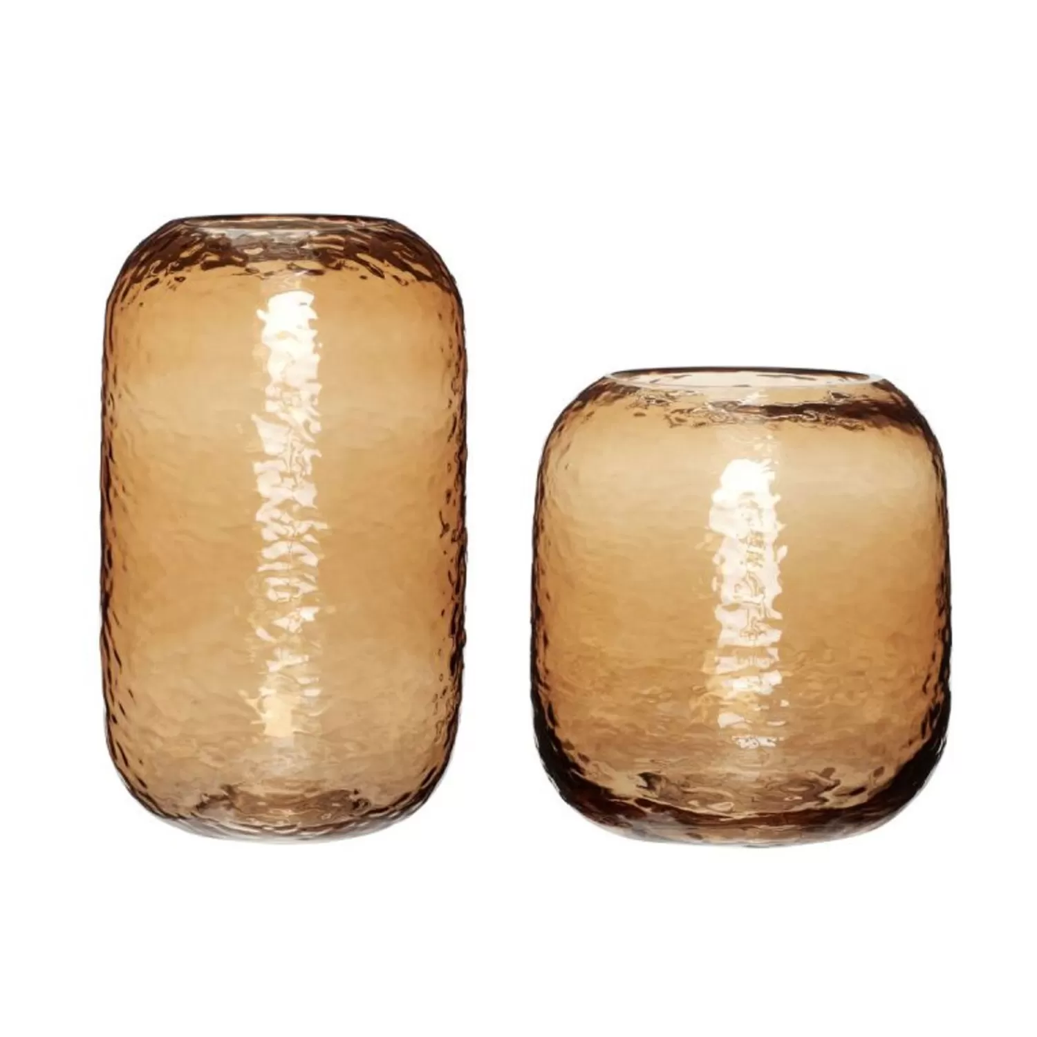 Hübsch Vases^Texture Vases Amber (Set Of 2) Brown